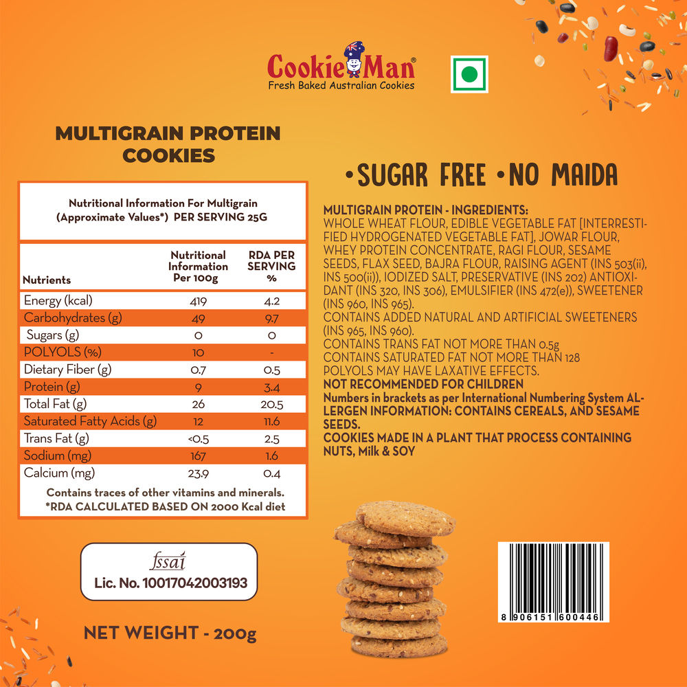 CookieMan Multigrain Sugar Free Biscuits | Maida-free and Trans Fat-free