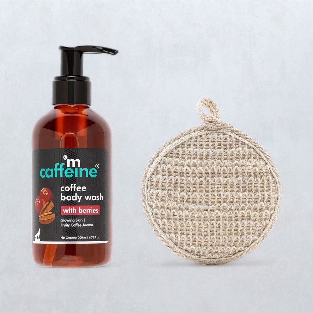 Mcaffeine Coffee Body Was With Berries(200ml) & Mcaffeine Natural Loofah(1pc) Combo