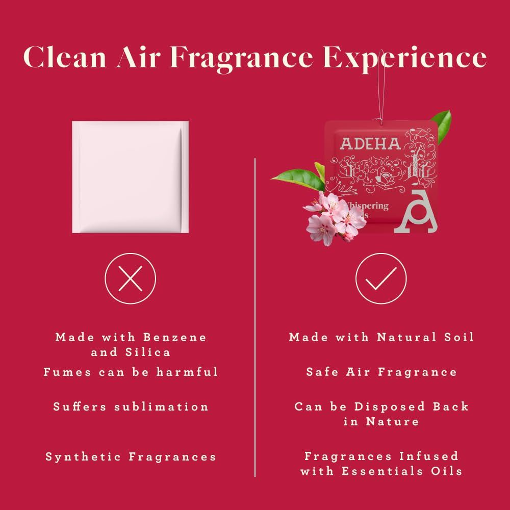Adeha Air Freshener Whispering Woods Pouch (20g) & Adeha Room Freshener Spray Waves Of Serenity (218ml) Combo