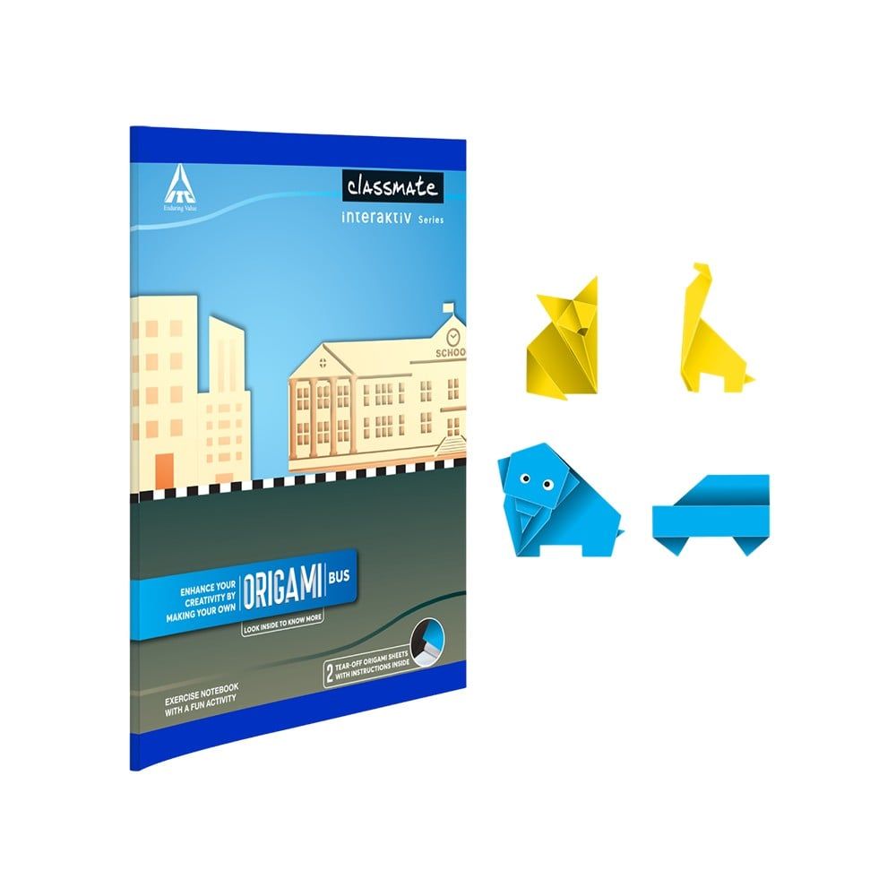 Classmate | Assorted Single Line Origami Notebook (24 x 18 Cm, Assorted, 168 Pages)