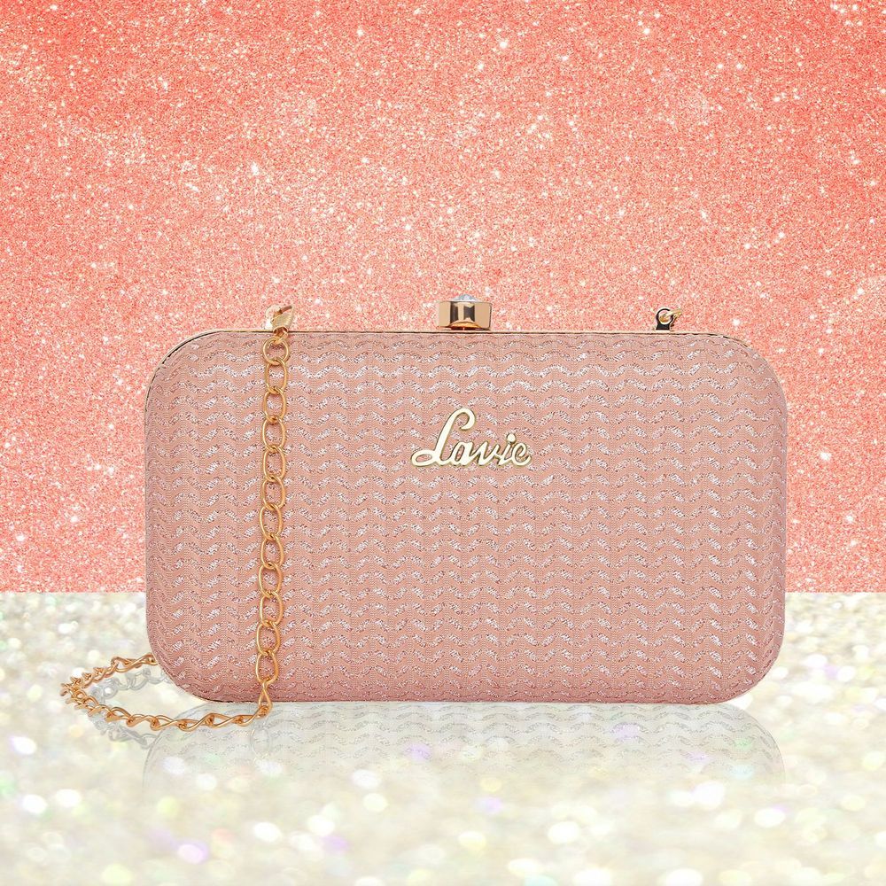 Lavie Women's Sparkle Framed Clutch | Rose Pink - Small (8.5 x 3.6 x 11.5 cm)