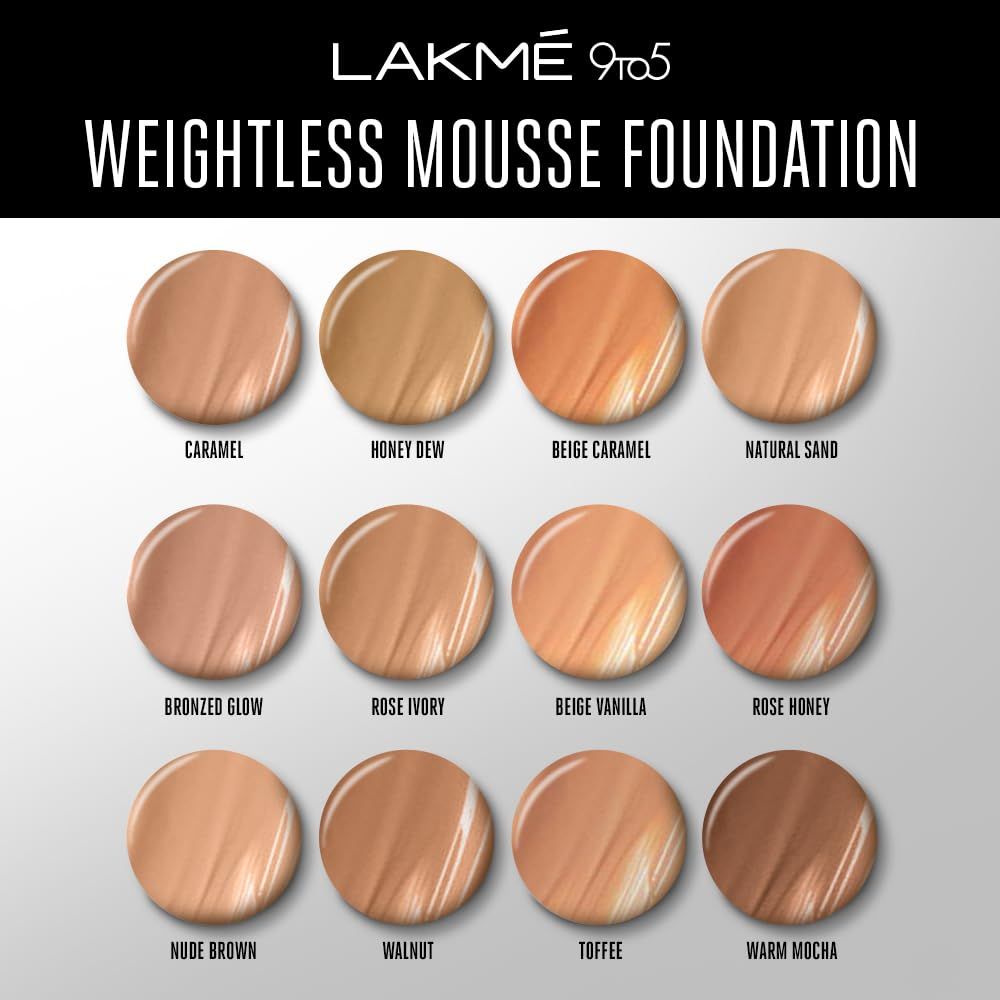 Lakme 9to5 Powerplay Mousse Foundation, Rose Ivory