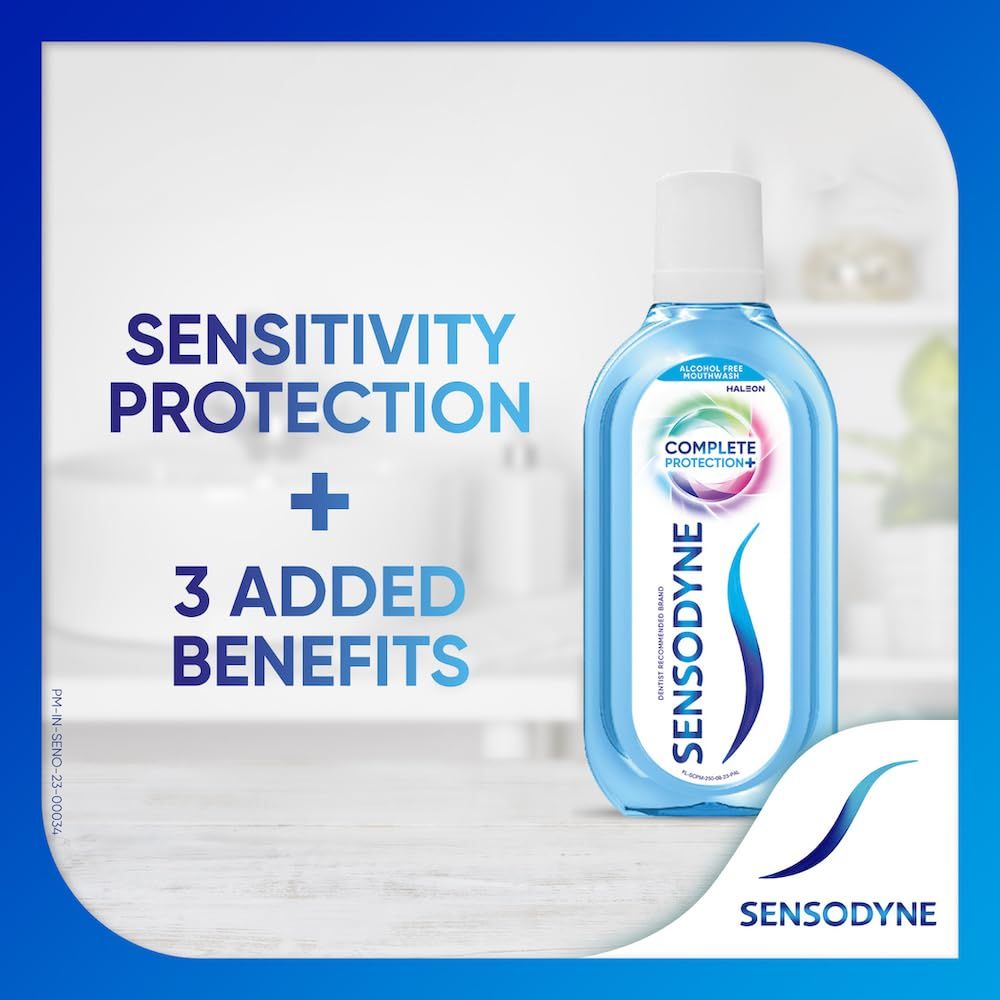 Sensodyne Mouthwash Complete Protection+ (100ml) & Sensodyne Toothpaste Whitening, Sensitive Tooth Paste To Restore Natural Whiteness, 70 Gm (70g) Combo