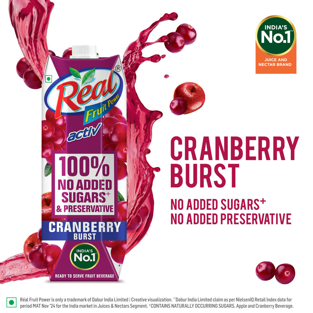 Real Activ 100% Juice - Cranberry 1 l Combo