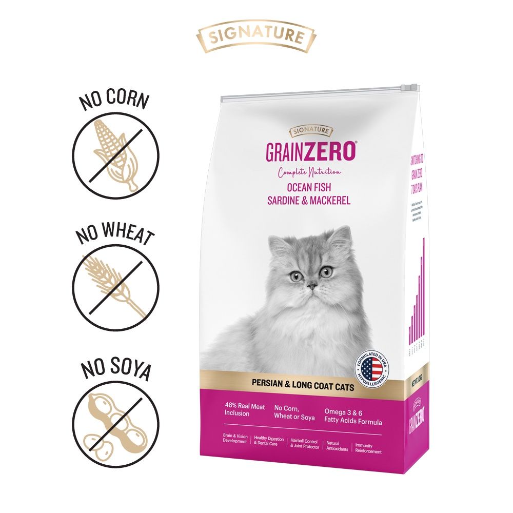 Signature Grain Zero Ocean Fish, Sardine, And Mackerel Persian Dry Cat Food