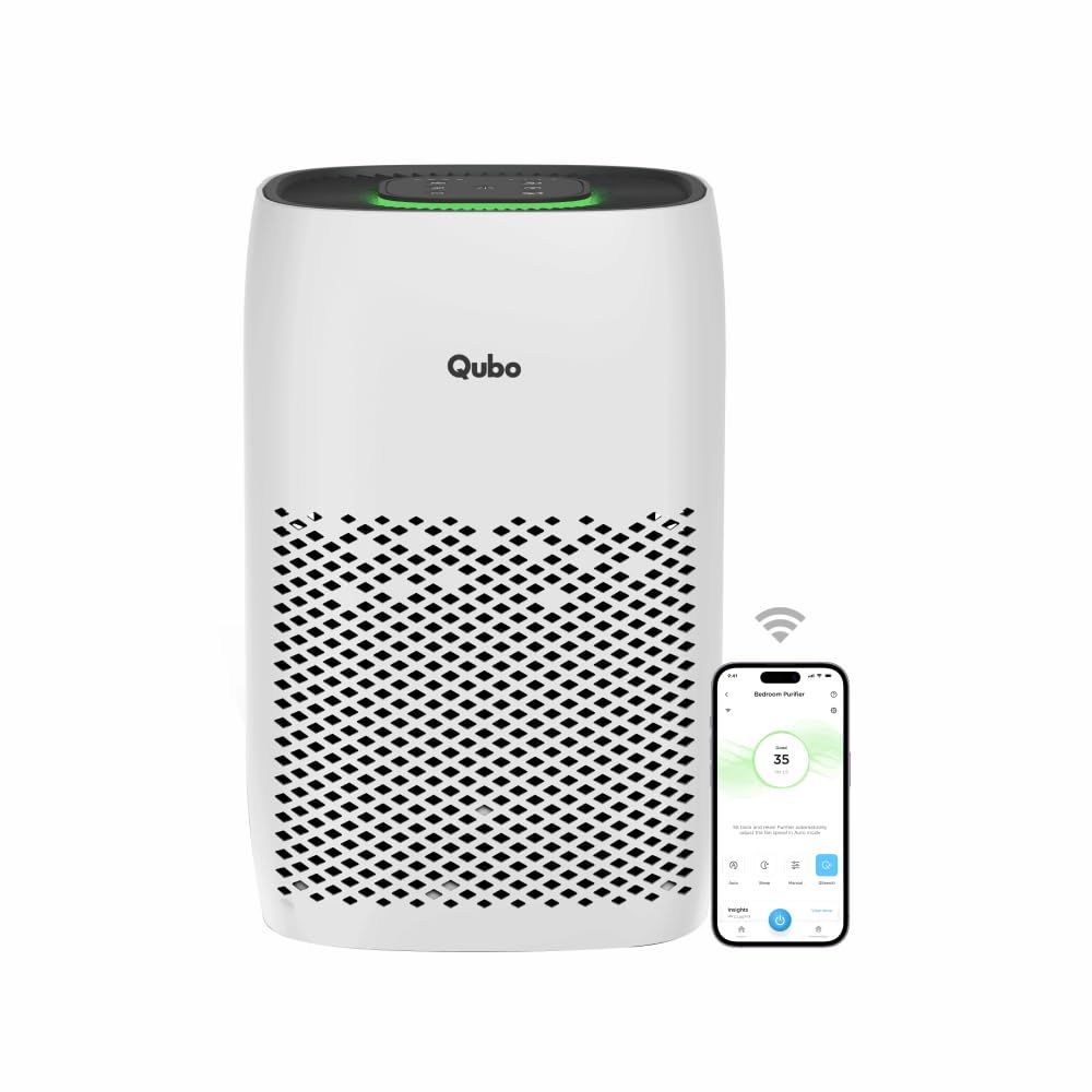 Qubo Smart Air Purifier Q200,Wifi App & Voice Control,Filter Life 9000 Hrs,Coverage 200 Sqft