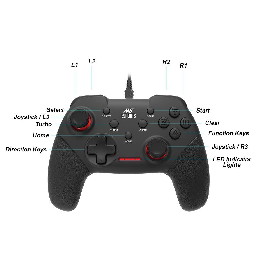 Ant Esports GP100 Wired Gamepad (PC/PS3/Andriod, Black) - 1 Unit