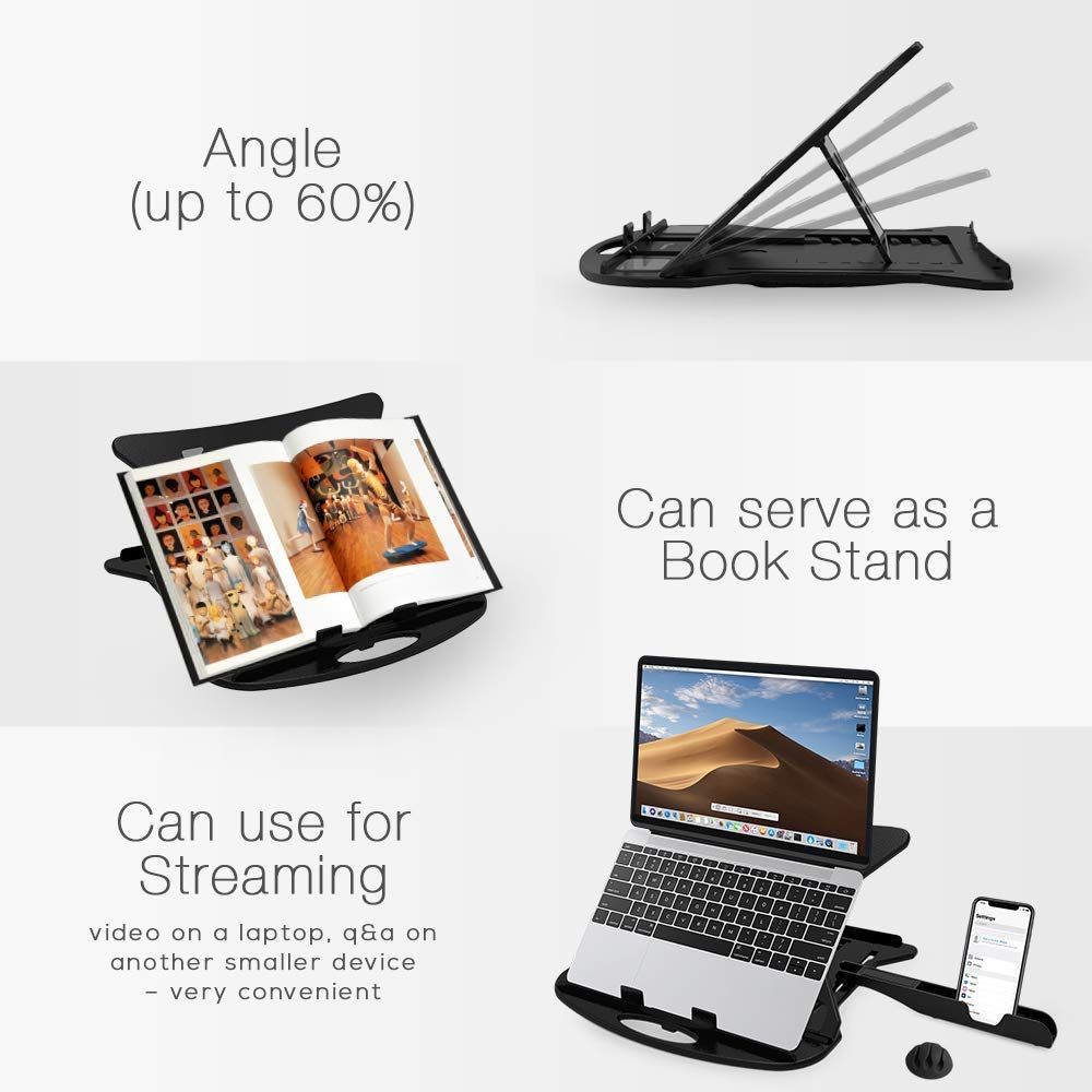 Striff Adjustable Laptop Tabletop Stand Patented Riser Ventilated Portable Foldable (Black