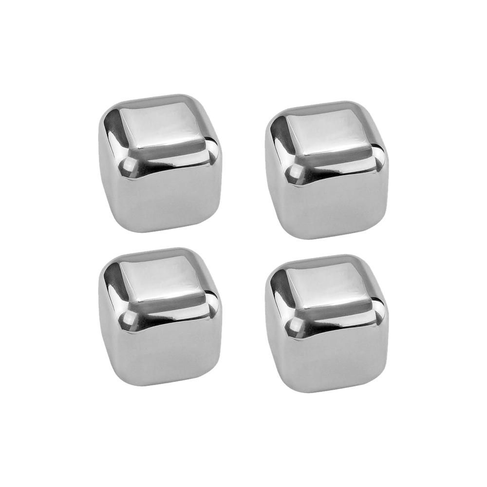 Hazel Stainless Steel Ice Cubes | Multipurpose Reusable Ice Cube, Set Of 4