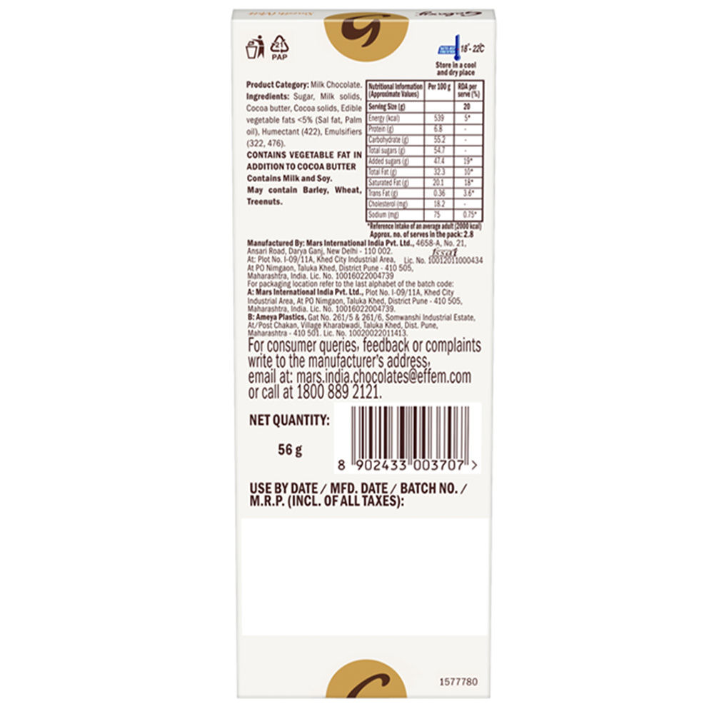 Galaxy Smooth Milk Chocolate Bar Loaded with the Goodness of Milk & Cocoa