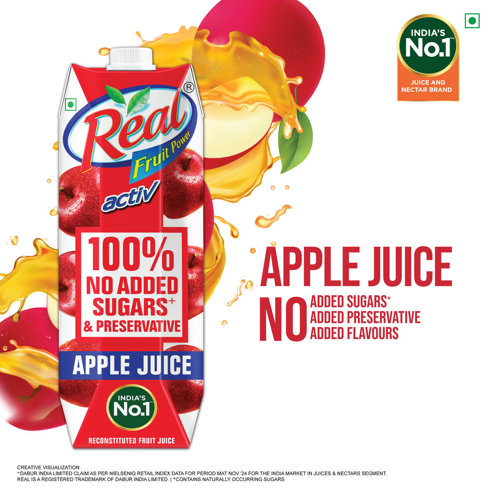 Dabur Real Activ 100% Apple Juice | Tetrapack 1 l Combo