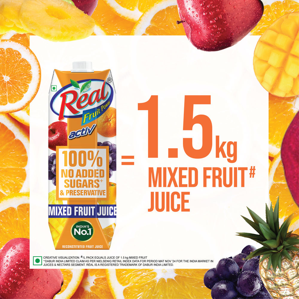 Dabur Real Activ 100% Mixed Fruit Juice | Tetrapack 1 l Combo