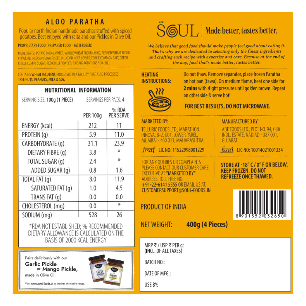 Adf Soul Aloo Paratha