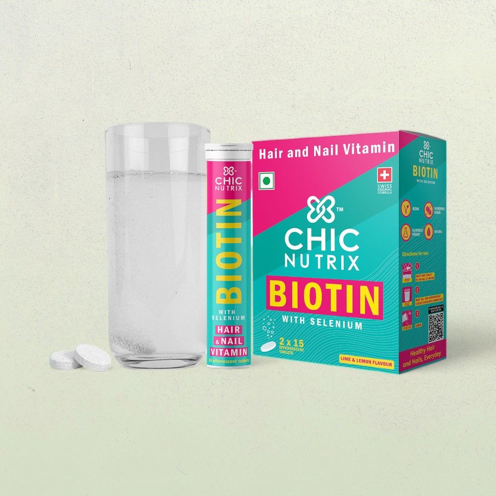 Biotin, 10000mcg for Healthy Hair & Nails with Selenium- Lime & Lemon Flavour, 30 tablets