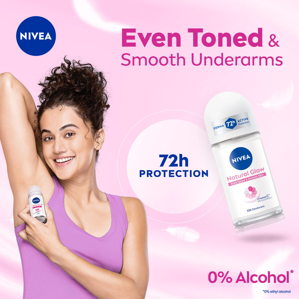 Nivea Natural Glow Even-toned & Smooth Skin 72h Protection Roll On 50 ml Combo