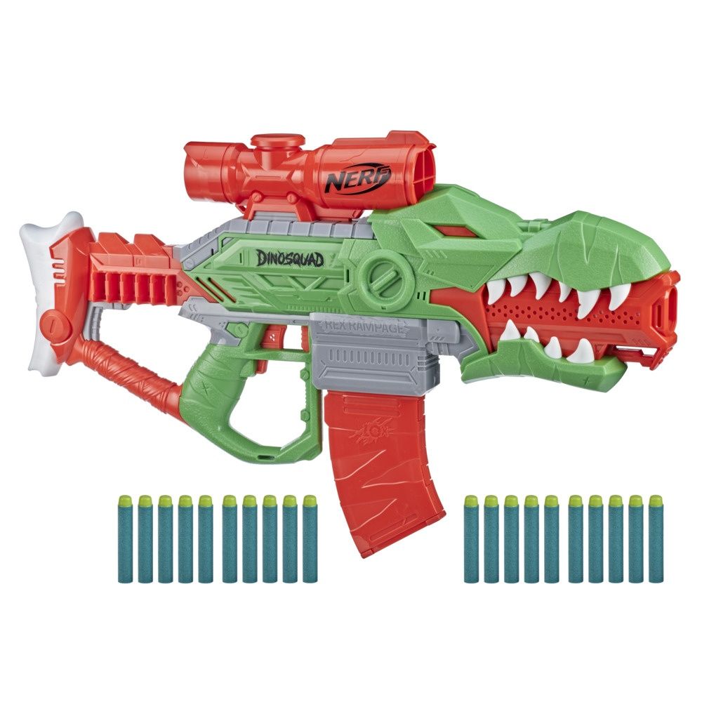 Nerf Dinosquad Rex-Rampage Motorized Blaster | 20 Nerf Darts | T-Rex Design | Toy Gun