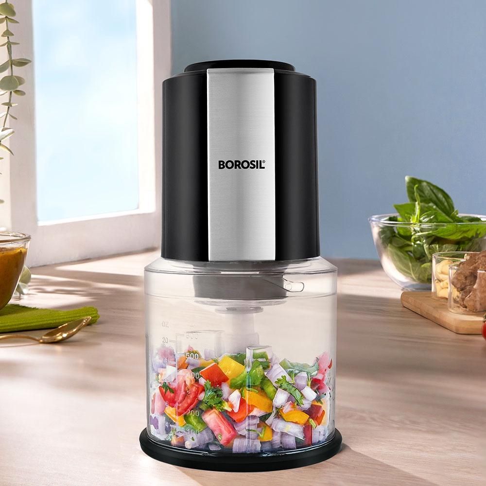 Borosil Chef Delite 300W Electric Chopper Twin Blade | 600 ml Bowl