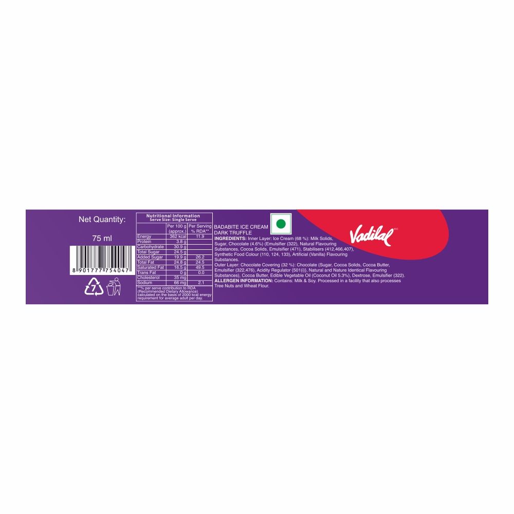 Vadilal Dark Truffle Badabite Ice Cream Stick 80 ml Combo