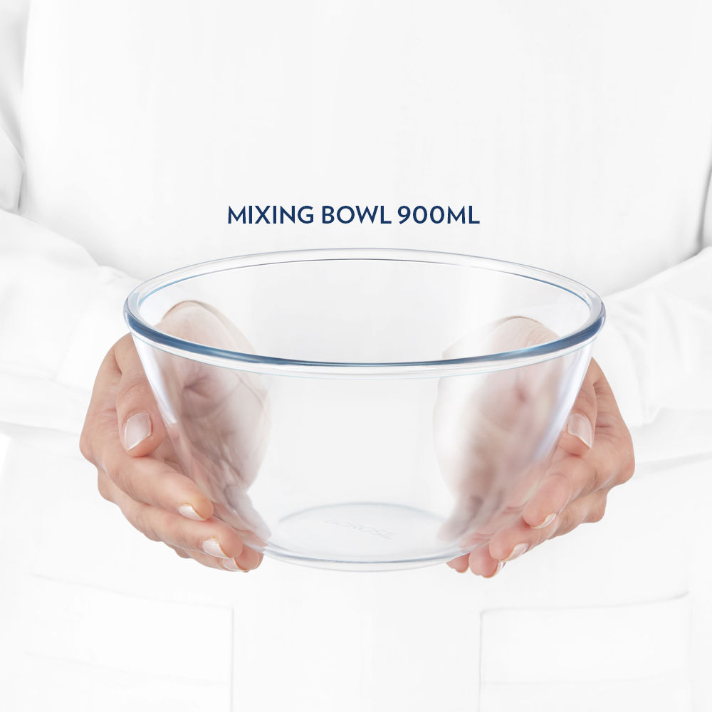 Borosil Mixing Bowl Set With Lid (900 ml)| Borosilicate Glass | Microwave Oven Safe