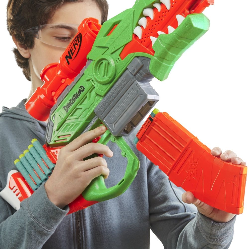 Nerf Dinosquad Rex-Rampage Motorized Blaster | 20 Nerf Darts | T-Rex Design | Toy Gun