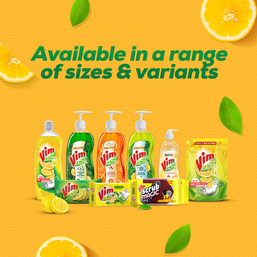 Vim Dishwash Liquid | Removes 100+ Odours & Grease In 1 Wash (3.2l) & Vim Lemongrass With Salt Refreshing Floor Cleaner (500ml) Combo