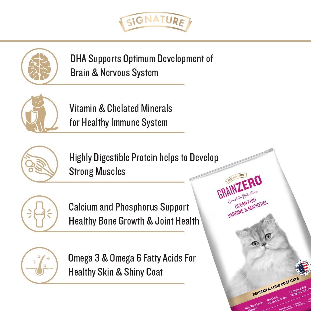 Signature Grain Zero Ocean Fish, Sardine, And Mackerel Persian Dry Cat Food