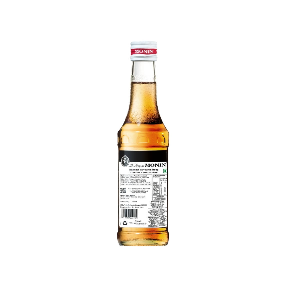 Monin Hazelnut NAT Syrup for Coffee,Shakes and Mocktails