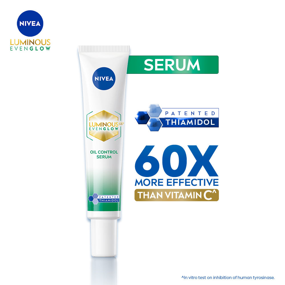 NIVEA Luminous Even Glow Oil Control Serum| Thiamidol, Salicylic, Hyaluronic Acid| Reduces Dark Spot