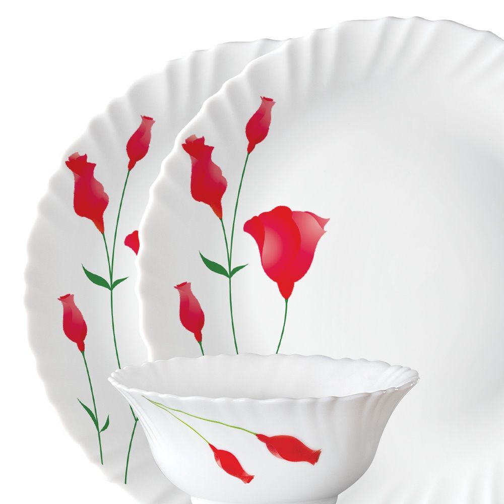 Larah By Borosil Ageria 19Pc Dinner Set Opalware Crockery For Dining & Gifting - White