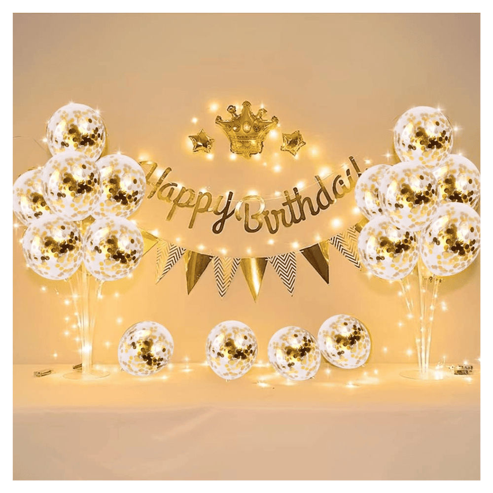 Let's Vybe Gold Confetti Balloons - Pack Of 10