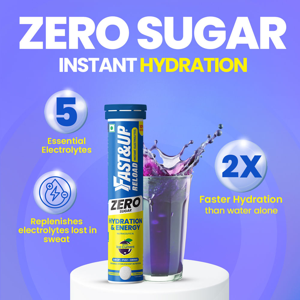 Fast&Up Reload Zero Sugar Energy Drink for Hydration - Ice Current Flavour