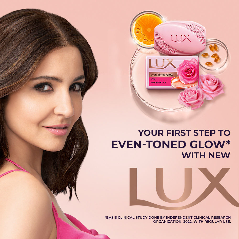 Lux Even-toned Glow Bathing Soap infused with Vitamin C & E For Superior Glow 450 g Combo