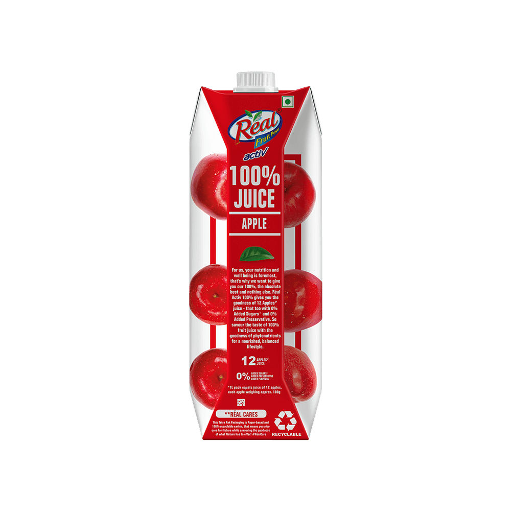 Dabur Real Activ 100% Apple Juice | Tetrapack 1 l Combo