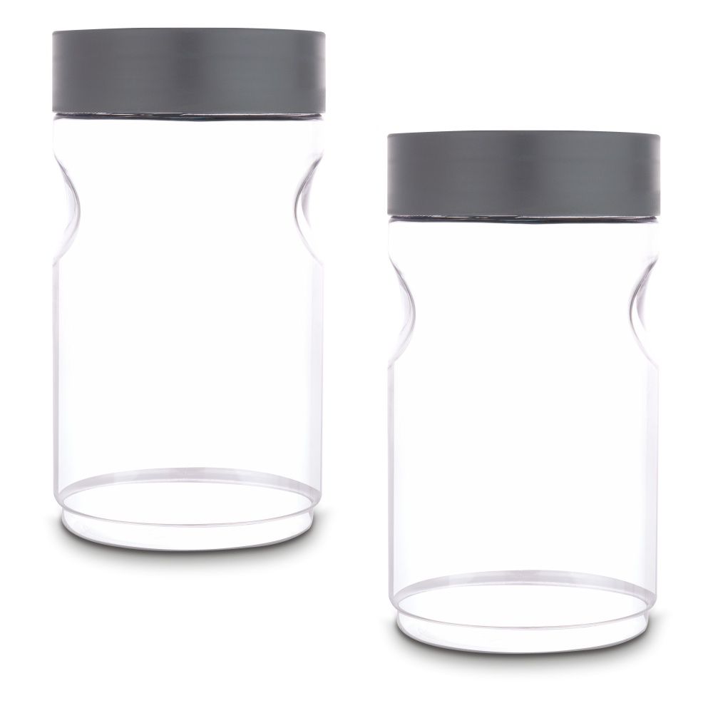 Flair Plastic Stackup Pet Jar Set Of 2 Pcs 2000 Ml (Gray), Transparent