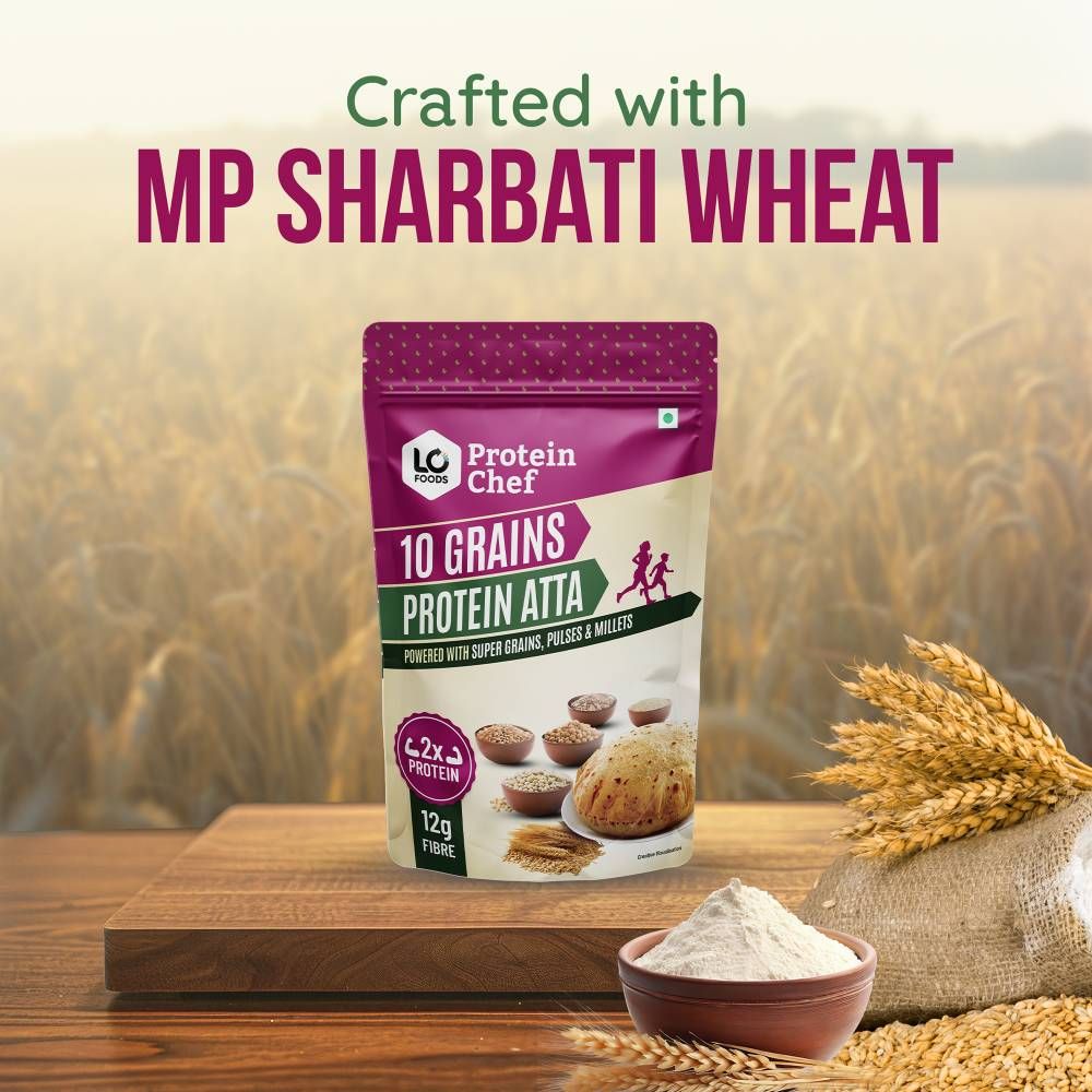 Protein Chef 10 Grain Double Protein Atta- Chakki Multigrain Atta with Millet Jowar Ragi Flour