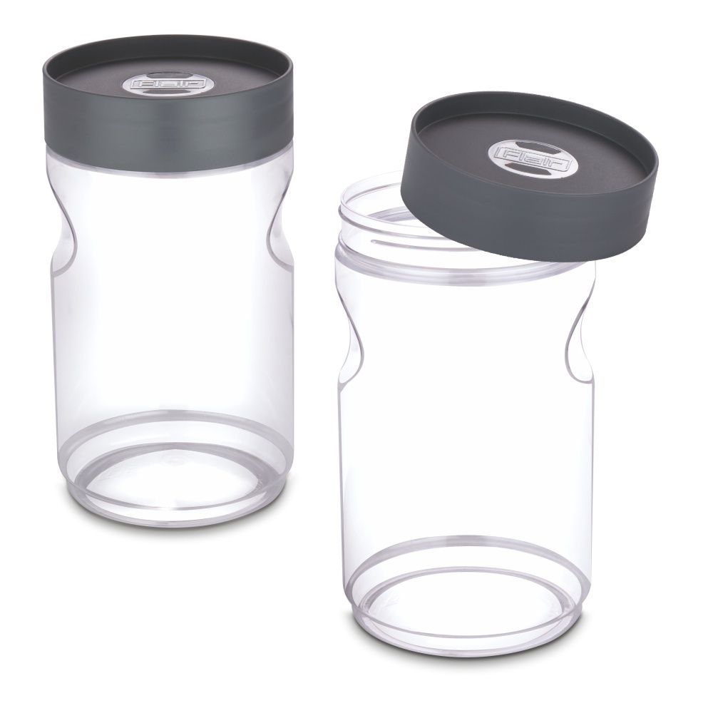 Flair Plastic Stackup Pet Jar Set Of 2 Pcs 2000 Ml (Gray), Transparent