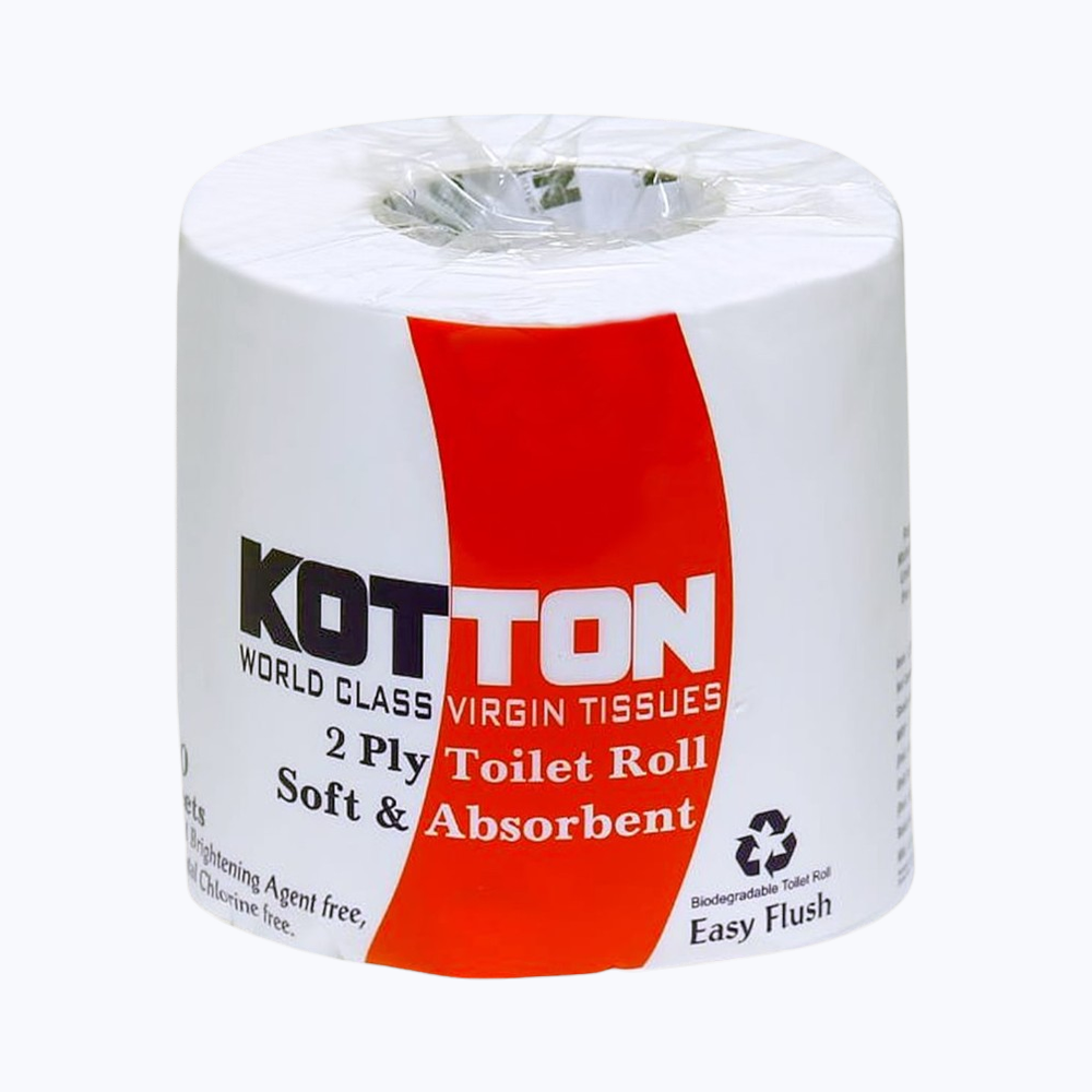 Kotton Toilet Roll - 2 Ply -100% Virgin Pulp/Paper, single pack 400 sheets 400 pc Combo