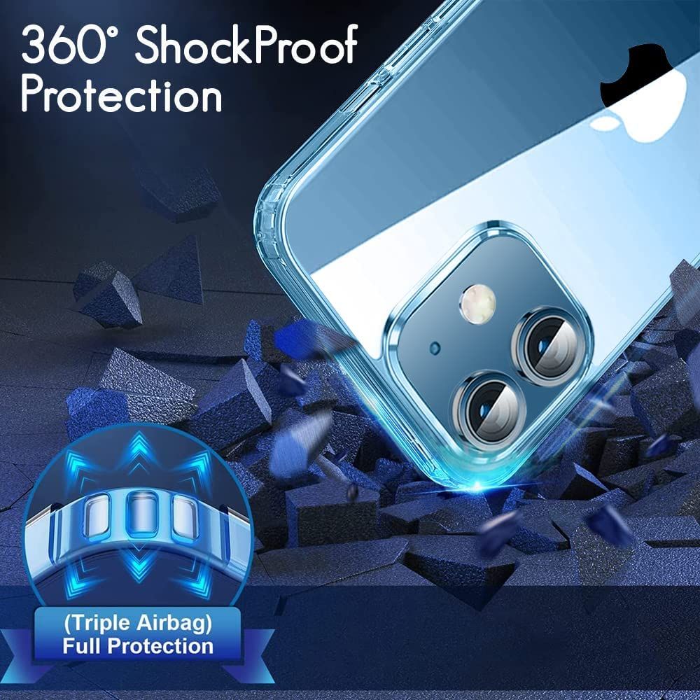 Sounce Shockproof Back Cover for iPhone 12-12 Pro | Scratch-Resistant | Military-Grade Protection, Transparent | MagSafe Compatible