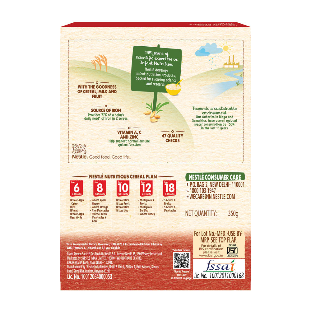 Nestle CERELAC Wheat Apple Baby Food Cereal (Source of Iron & Protein, 6 - 24 Months)