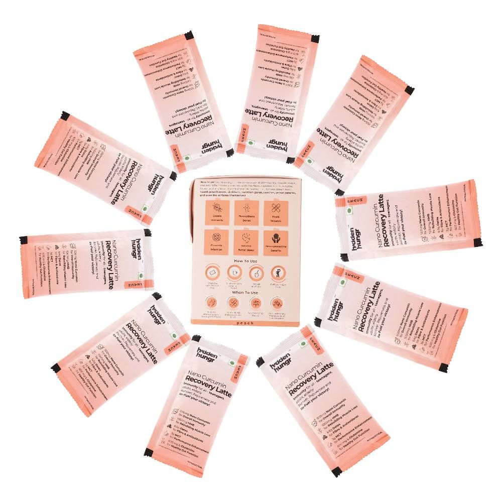 Nano Curcumin Recovery Latte - Peach (Pack of 10N Sachets)