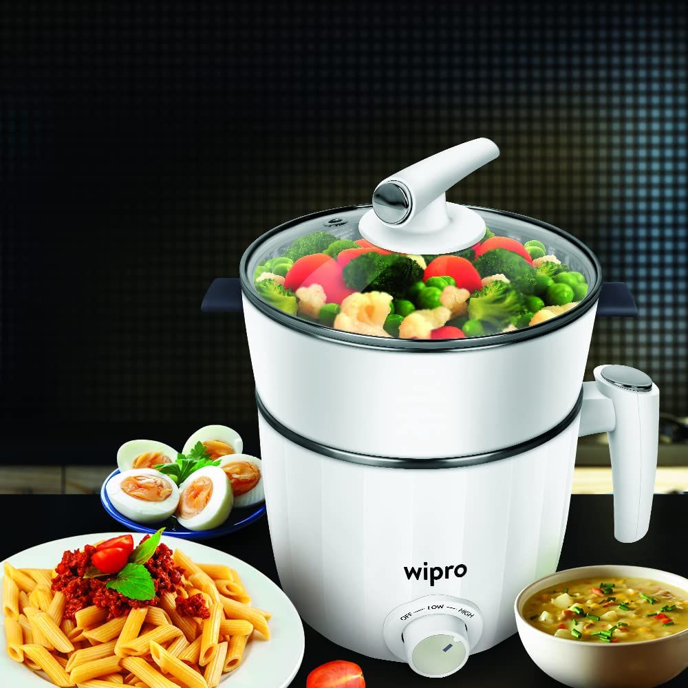 Wipro Vesta 1.2 L Multicooker Kettle | (White, 600 Watt)