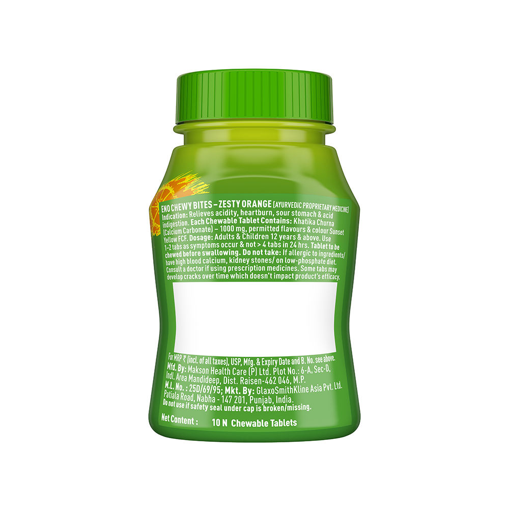ENO Chewy Bites Tasty Chewable Antacid For Gentle & Effective Relief From Acidity Zesty Orange