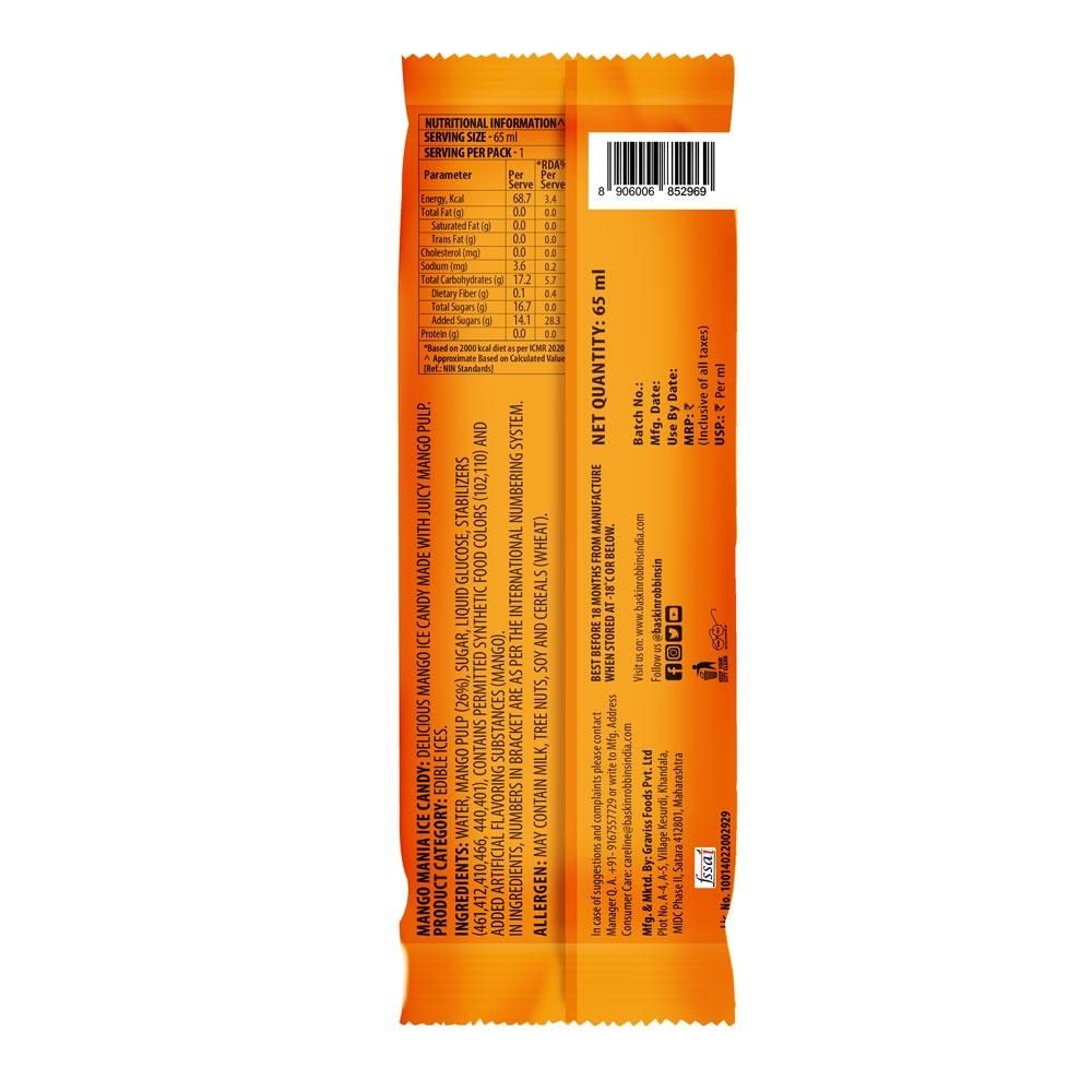 Baskin Robbins Mango Mania Candy Stick Ice Cream 65 ml Combo