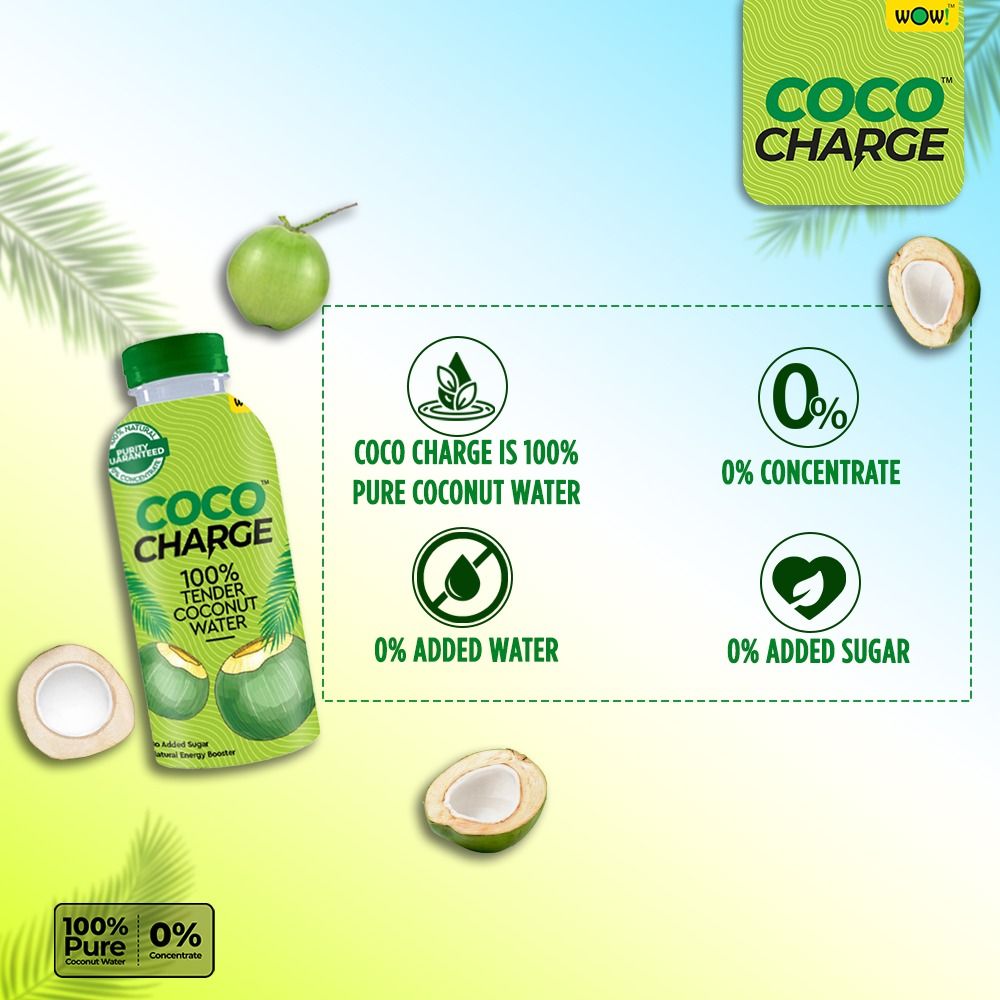 Coco Charge 100% Tender Coconut Water By Wow! Multipack (Pack Of 6) 1.2 l Combo