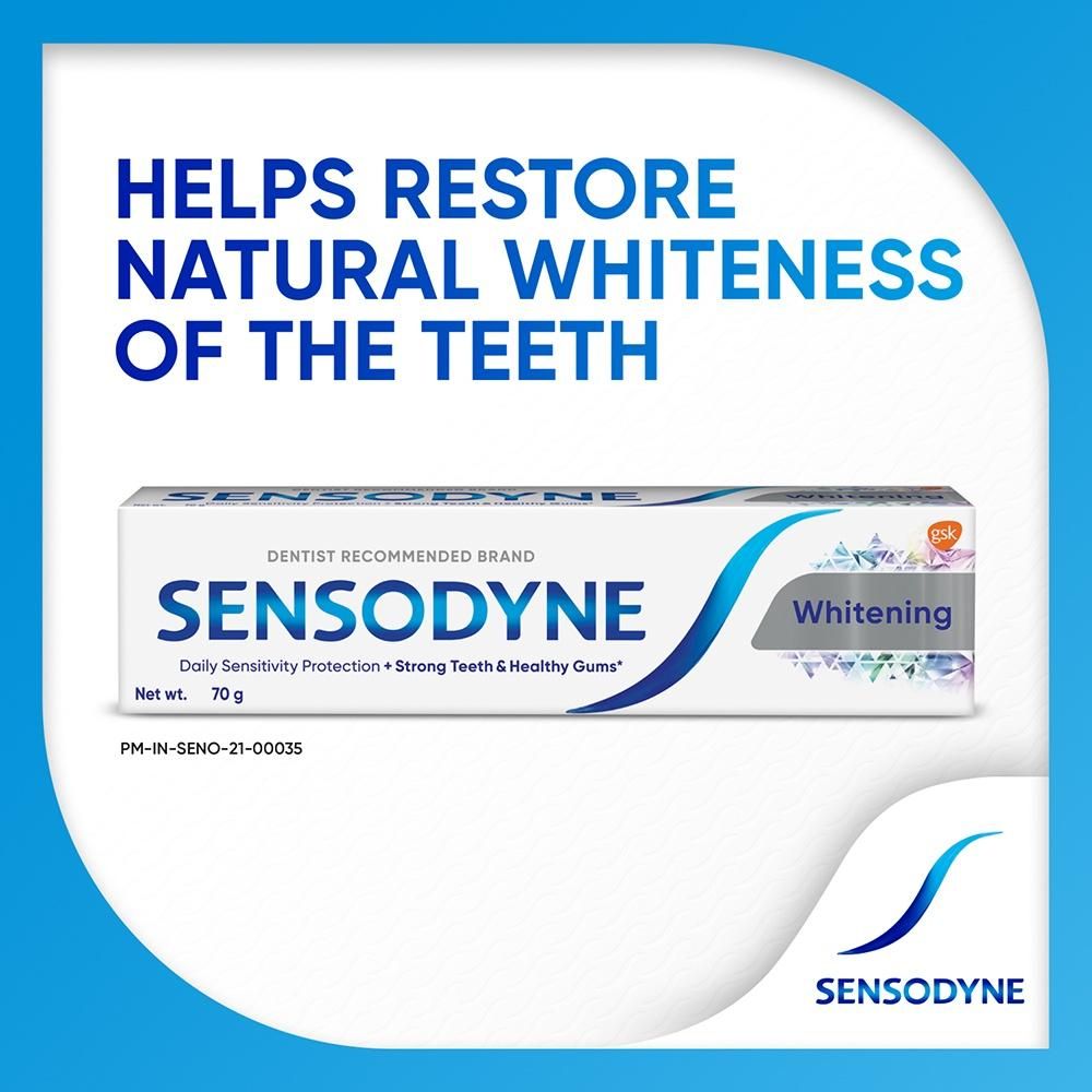 Sensodyne Complete Protection+ Mouthwash (250ml) & Sensodyne Toothpaste Whitening, Sensitive Tooth Paste To Restore Natural Whiteness, 70 Gm (70g) Combo