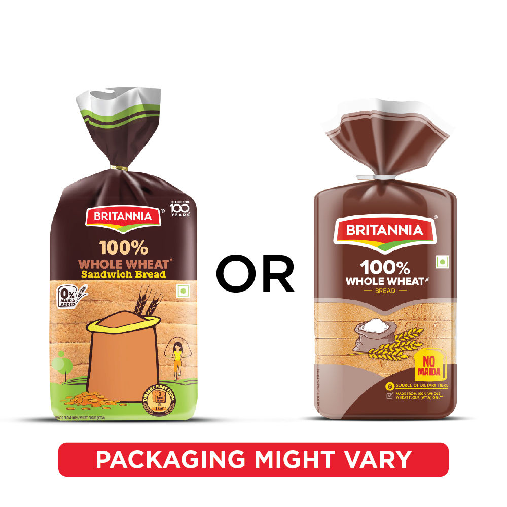 Britannia 100% Whole Wheat Bread (No Maida) 400 g Combo