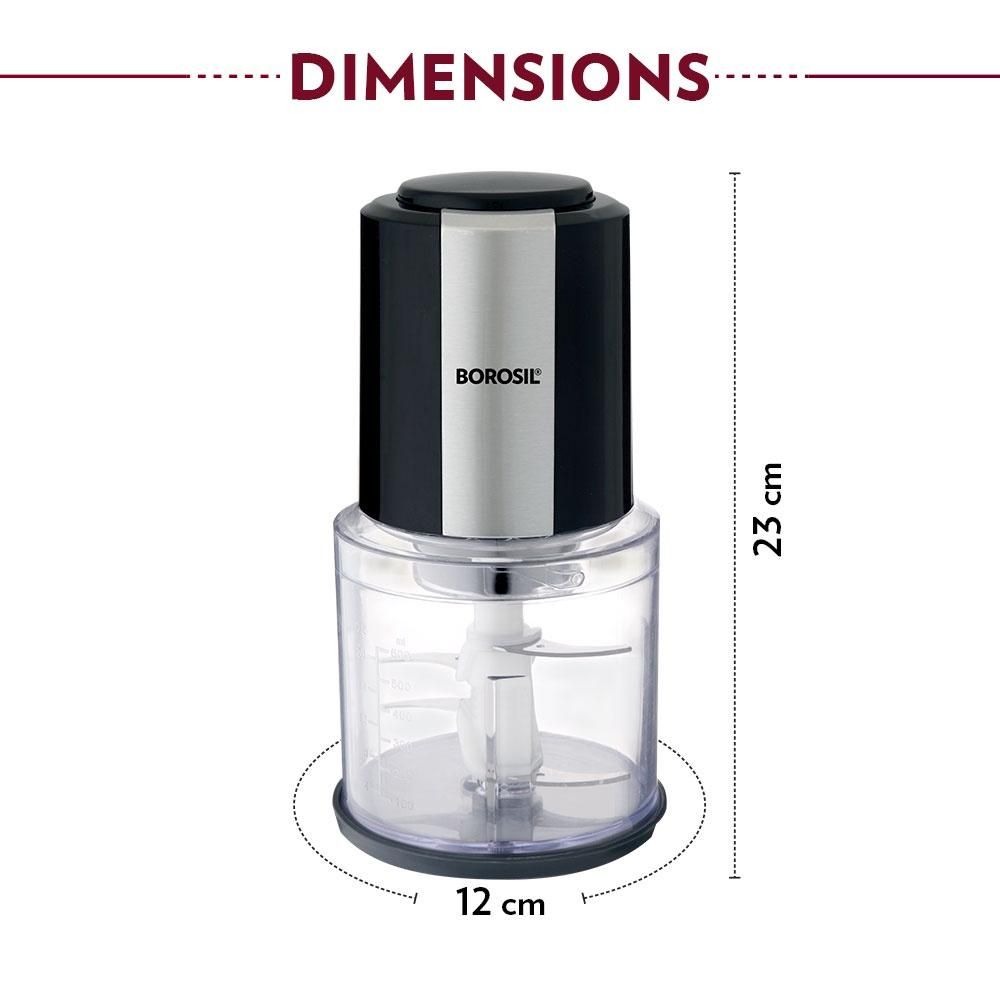 Borosil Chef Delite 300W Electric Chopper Twin Blade | 600 ml Bowl