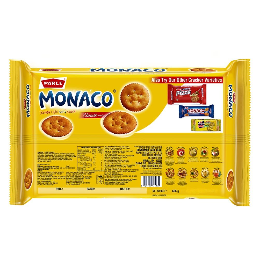 Parle Monaco Classic Salty Biscuits 696 g Combo