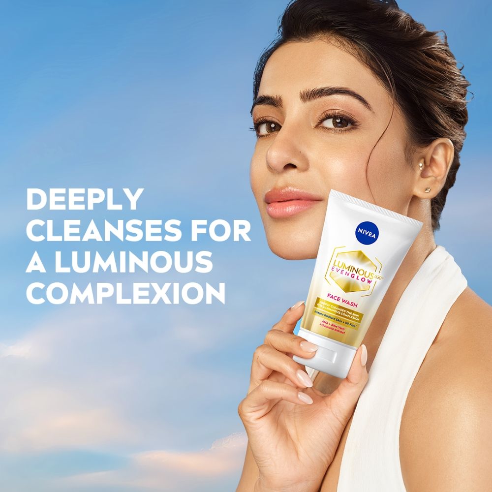 NIVEA Luminous Even Glow Face wash | Oil free formula, AHA, Aloe vera, Guarana Extract | Deep clean