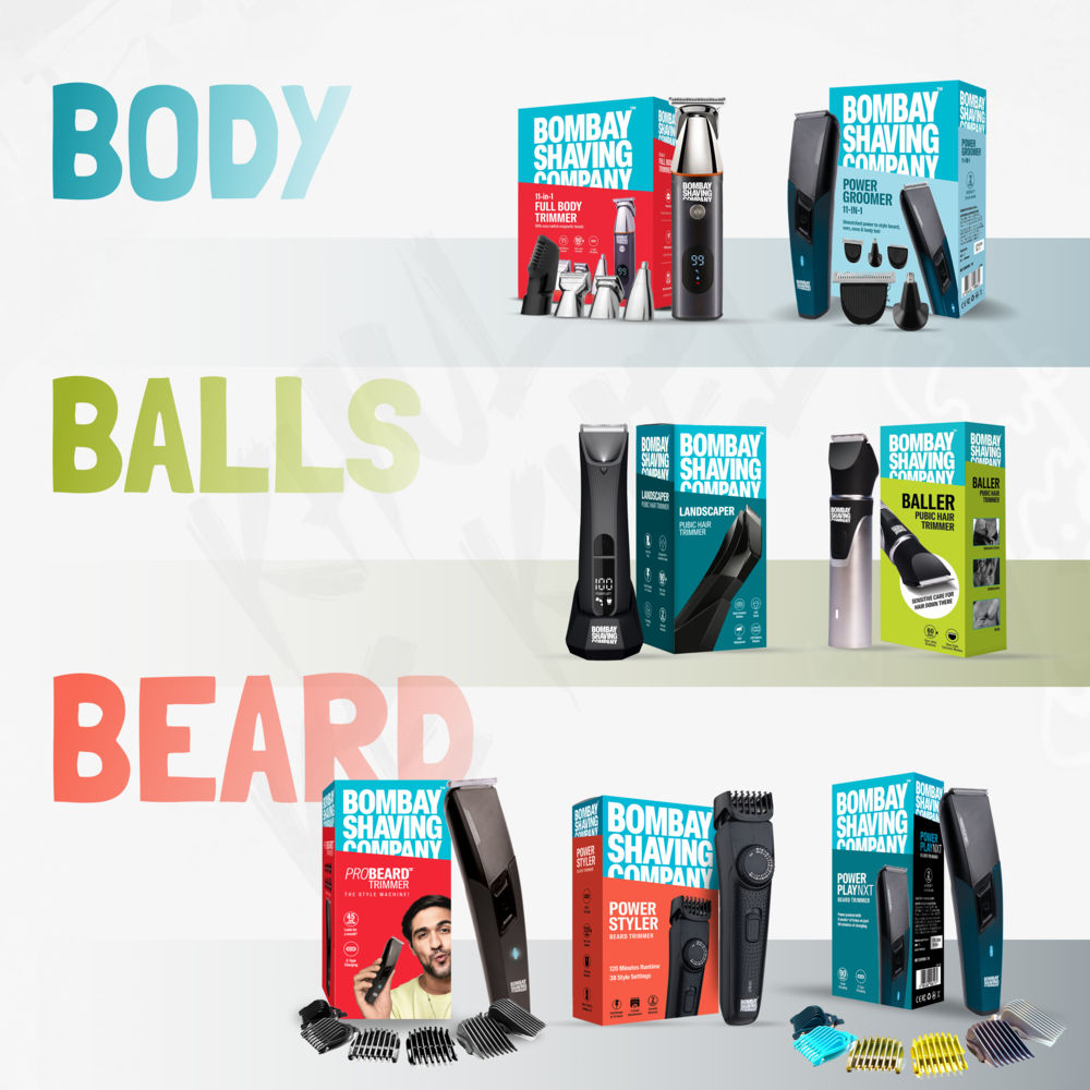 Bombay Shaving Company Full Body Trimmer | 5-in-1 Magnetic Attachments | LED screen | Multi Length Settings Combs